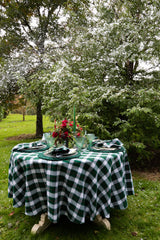 Green Plaid Cotton Tablecloth