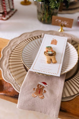 Embroidered Quilted Cotton Round Placemat (Taupe)