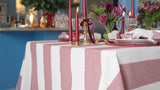 Burgundy Stripe Cotton Tablecloth