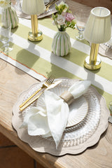 Moss Green Striped Table Runner