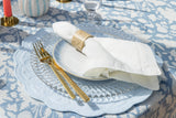 Embroidered Quilted Cotton Round Placemat (Blue)