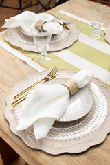 Moss Green Striped Table Runner