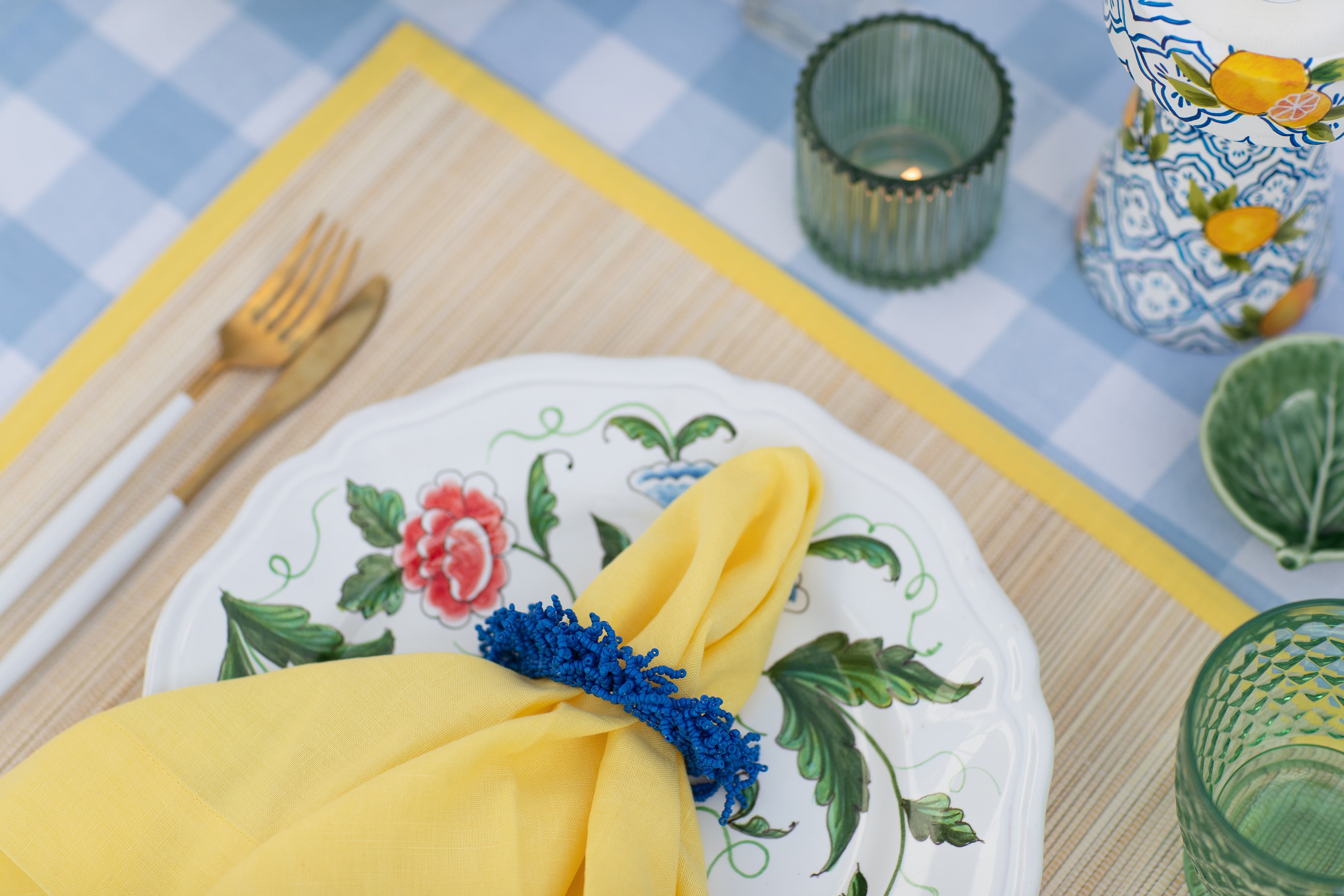 Blue Beaded Napkin Ring Napkin Ring Table Accessories The