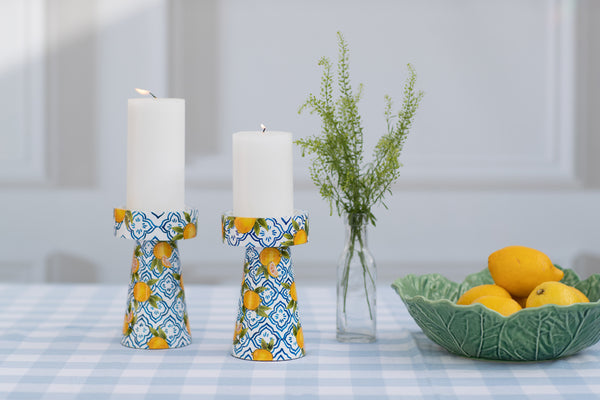 Hand Painted Candle Holder - Lemon