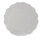 Embroidered Quilted Cotton Round Placemat (White)