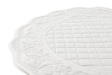 Embroidered Quilted Cotton Round Placemat (White)