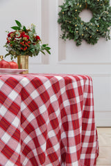 Red Plaid Cotton Tablecloth