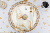 White Cotton Tablecloth with Gold Stars