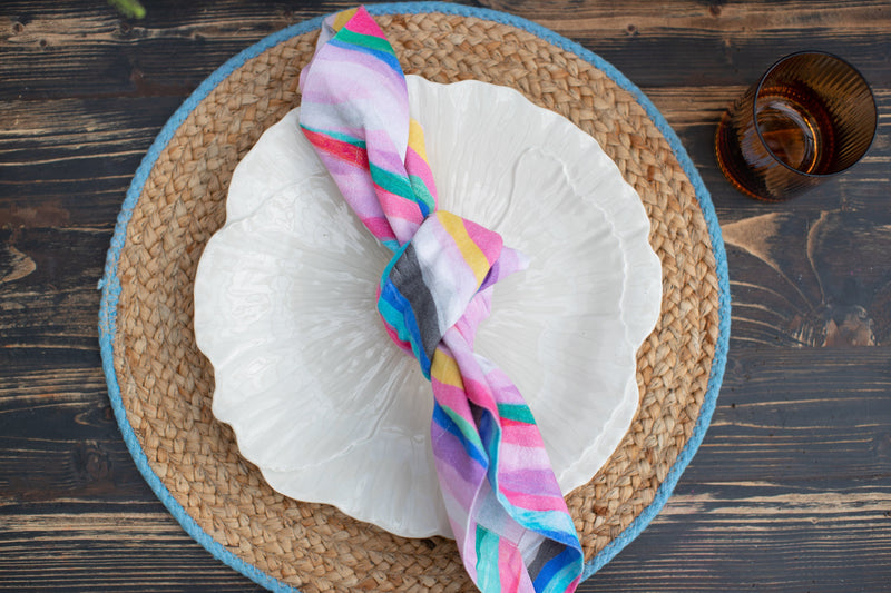 Jute Placemat with Light Blue Border Bundle