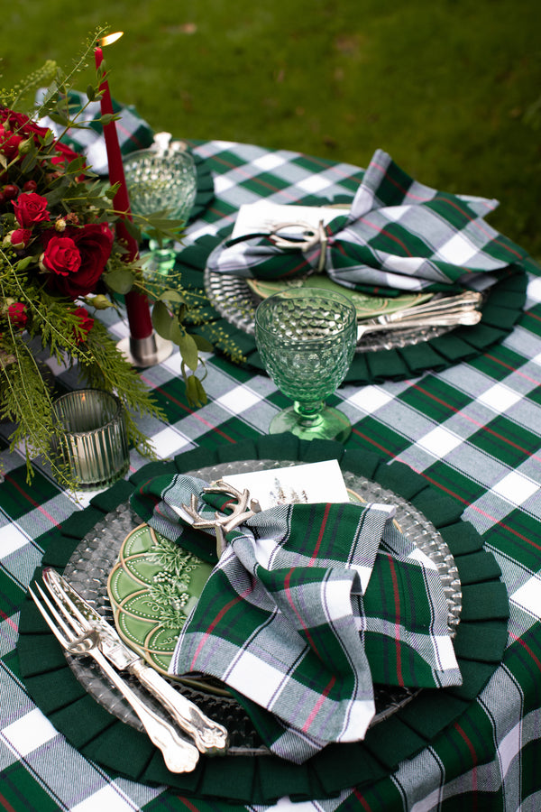 Green Plaid Cotton Tablecloth