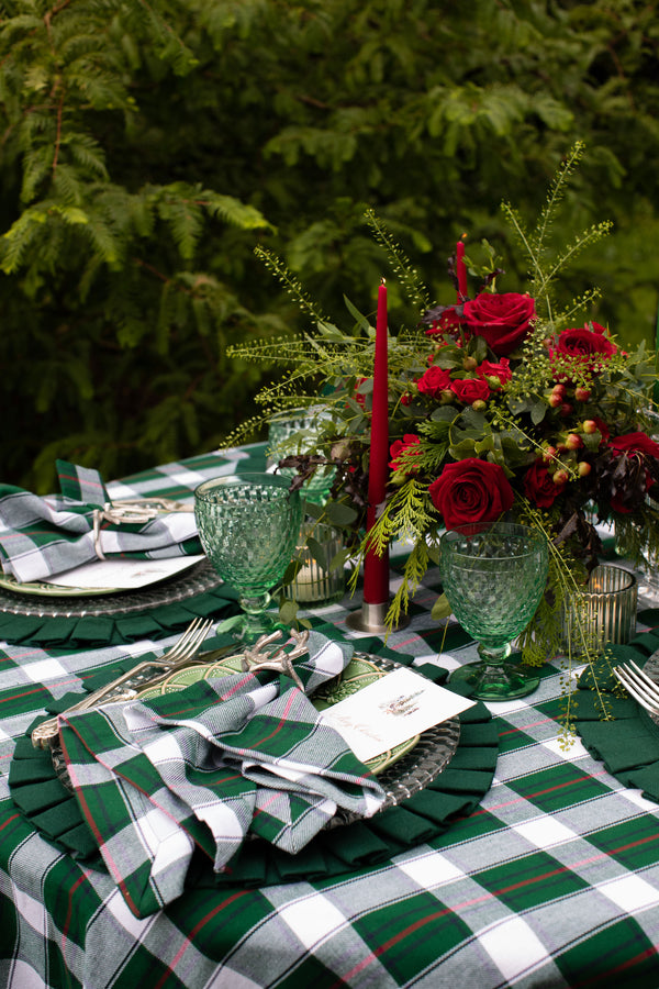 Green Plaid Cotton Tablecloth