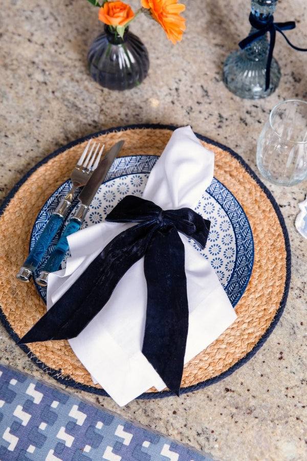 Jute Placemat with Navy Border