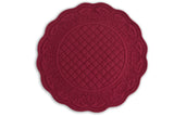 Embroidered Quilted Cotton Round Placemat (Burgundy)