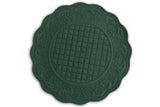 Embroidered Quilted Cotton Round Placemat (Forest Green)