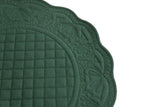 Embroidered Quilted Cotton Round Placemat (Forest Green)