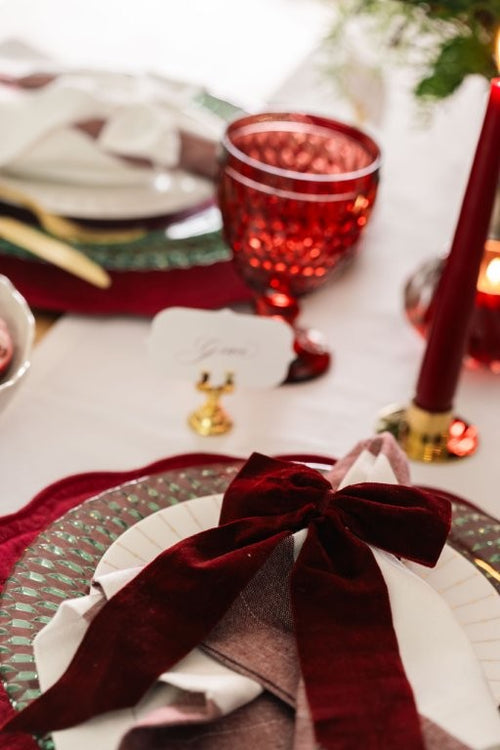 Burgundy Velvet Bow Napkin Ring (4)