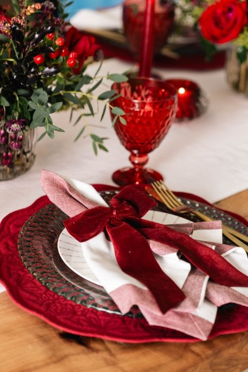 Burgundy Velvet Bow Napkin Ring (4)