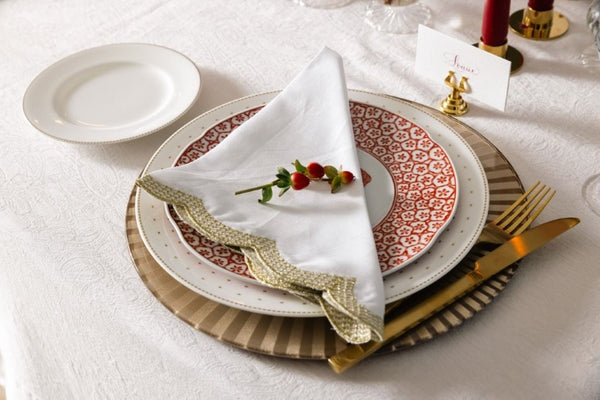 White Floral Jacquard Cotton Tablecloth