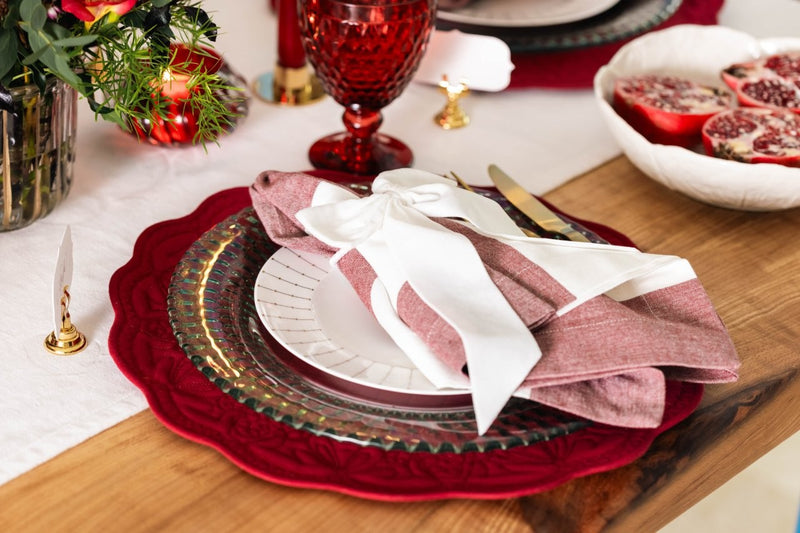 Burgundy Striped Cotton Napkin