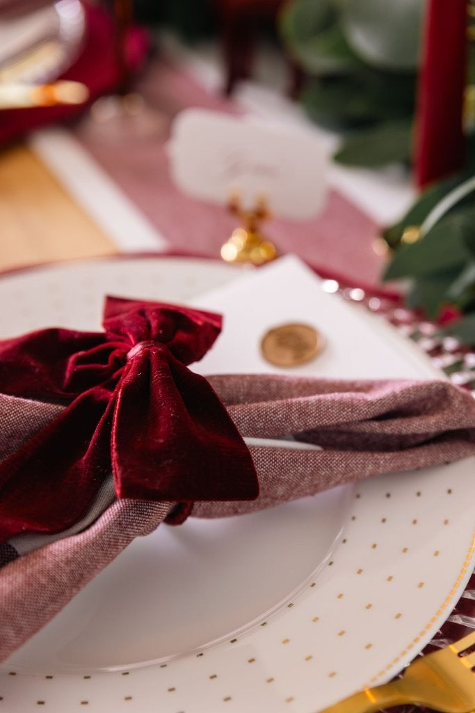 Burgundy Stripe Cotton Table Runner