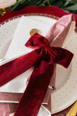 Burgundy Velvet Bow Napkin Ring (4)