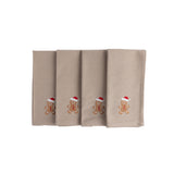 Embroidered Gingerbread Man Cotton Napkins - Set of Four