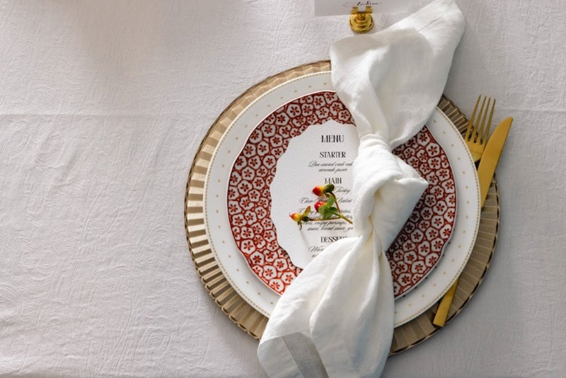 White Floral Jacquard Cotton Tablecloth