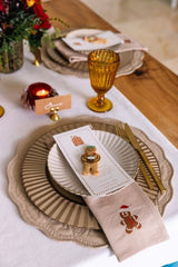 Embroidered Gingerbread Man Cotton Napkins - Set of Four