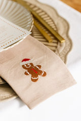 Embroidered Quilted Cotton Round Placemat (Taupe)