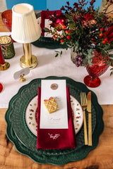 Embroidered Quilted Cotton Round Placemat (Forest Green)