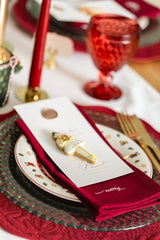 Embroidered Christmas Cotton Napkins - Set of Four