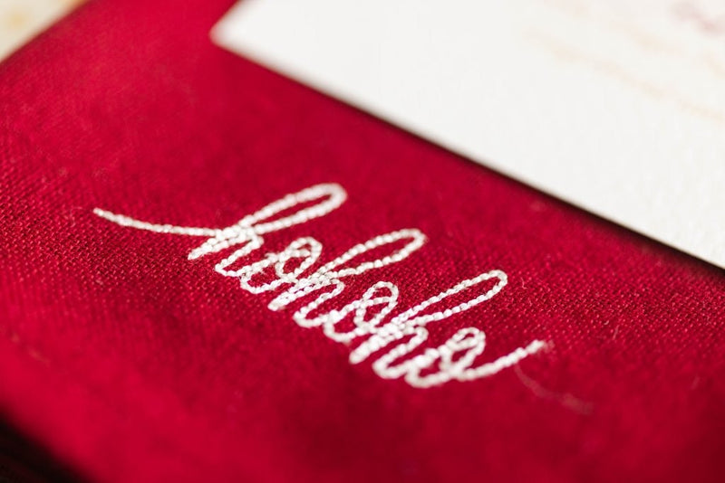 Embroidered Christmas Cotton Napkins - Set of Four