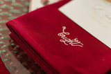 Embroidered Christmas Cotton Napkins - Set of Four