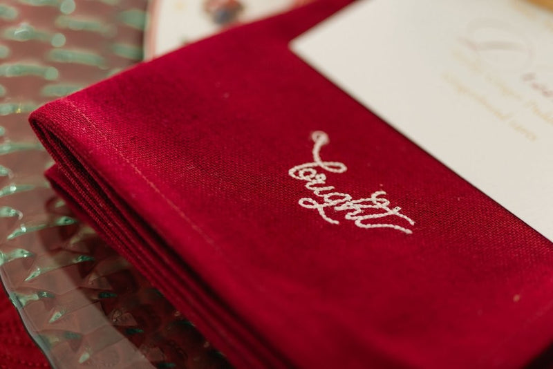 Embroidered Christmas Cotton Napkins - Set of Four