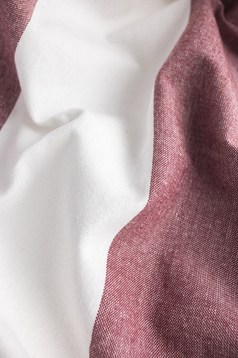 Burgundy Stripe Cotton Tablecloth