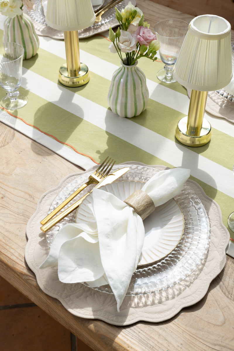 Moss Green Striped Table Runner