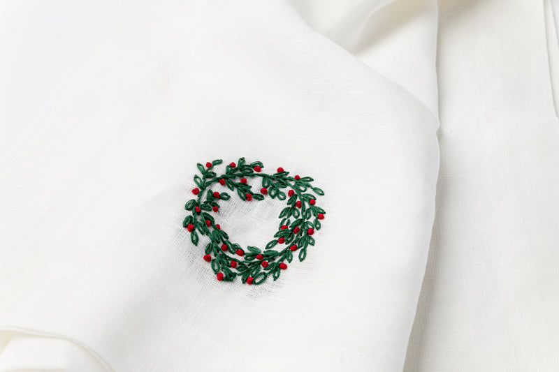 Holly Hand Embroidered Table Runner