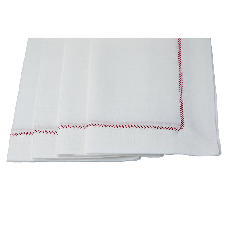 White Linen Placemat with Red Bird Claw Design