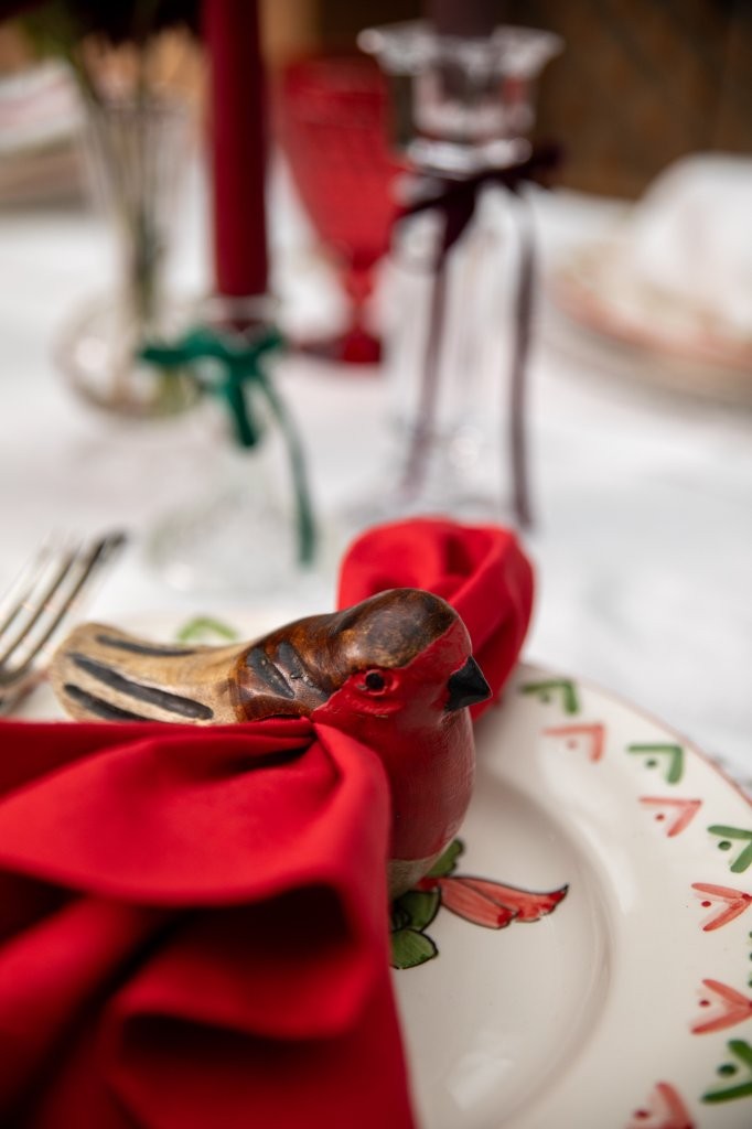 Handcarved Robin Napkin Ring set