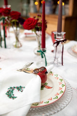 Holly Hand Embroidered Linen Napkin