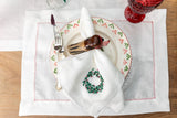 Holly Hand Embroidered Linen Napkin