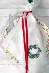 Holly Hand Embroidered Linen Napkin