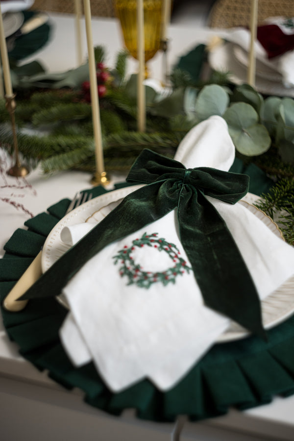 Green Velvet Bow Napkin Ring (4)