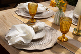 Embroidered Quilted Cotton Round Placemat (Taupe)