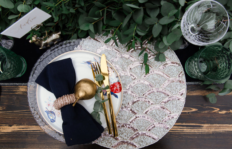 Rose Gold Art Deco Beaded Placemat