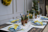 Blue Floral Embroidered Table Runner