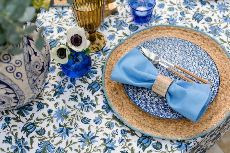 light blue cotton napkin - table napkin - the designed table