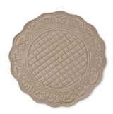 Embroidered Quilted Cotton Round Placemat (Taupe)