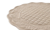 Embroidered Quilted Cotton Round Placemat (Taupe)