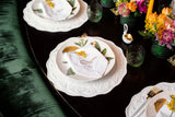 Embroidered Quilted Cotton Round Placemat (White)